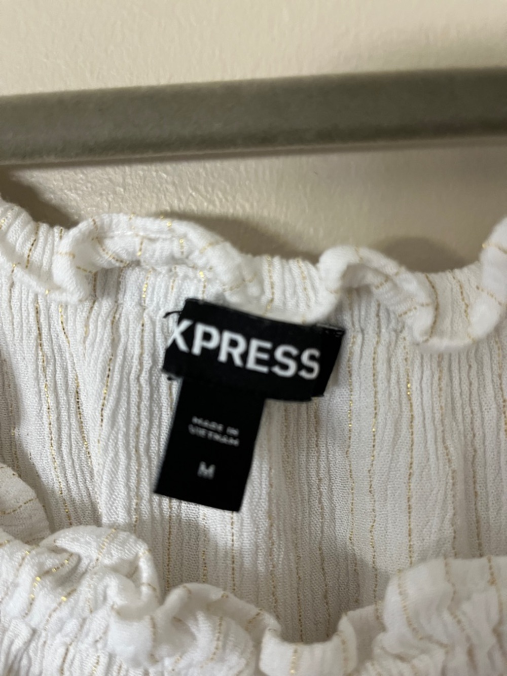 Express White Ruffle Off-Shoulder Blouse - Picture 2 of 4